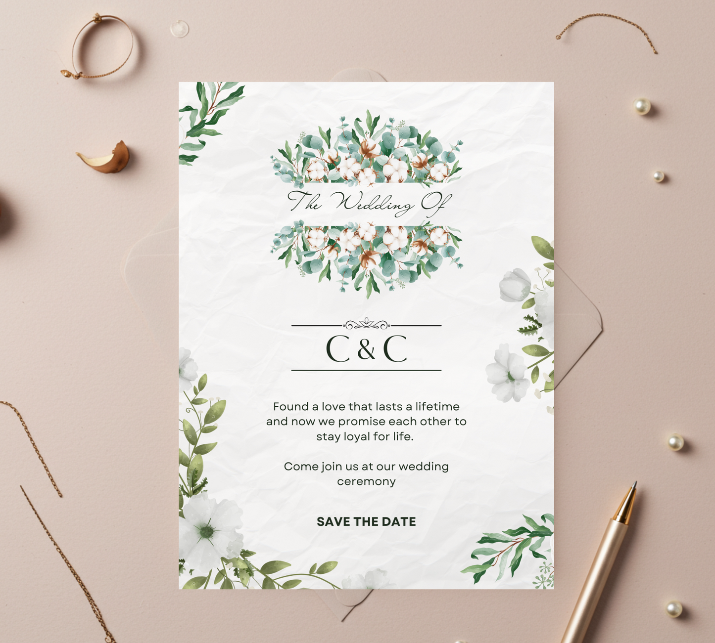 “Minimal Watercolor – Editable Wedding Invitation Template”