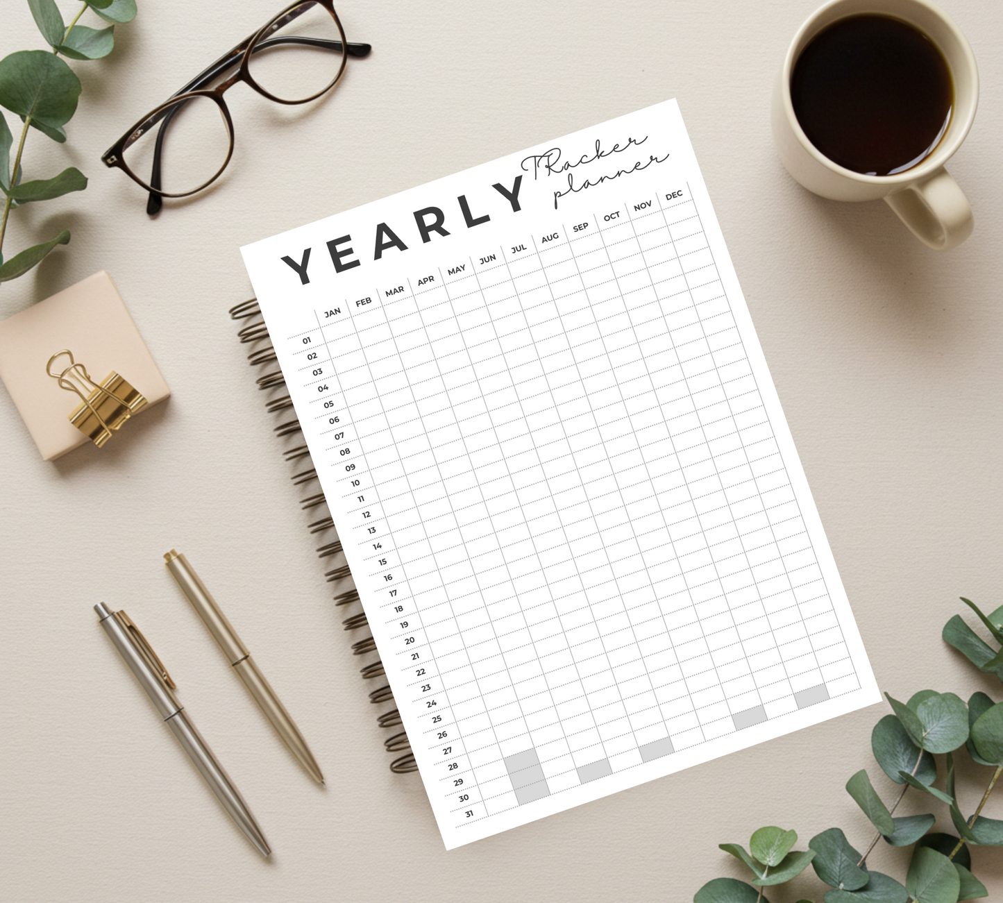 “365 Flow – Minimalist Yearly Tracker Planner Template”