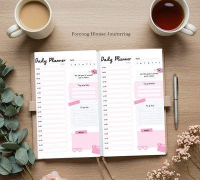 Minimalist Pink Daily Planner – Editable Canva Template