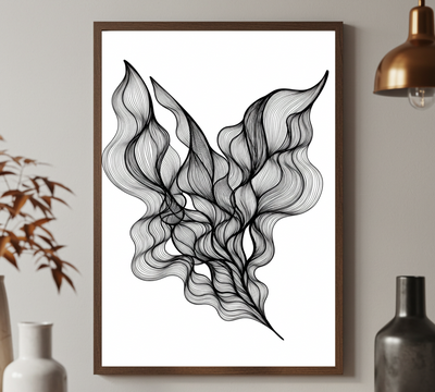 "Ink Bloom" – Black & White Floral Printable Wall Art (Digital Download)