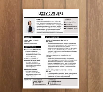 “MedPro Resume – Professional Medical Virtual Assistant Template”