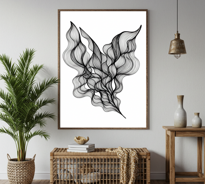 "Ink Bloom" – Black & White Floral Printable Wall Art (Digital Download)